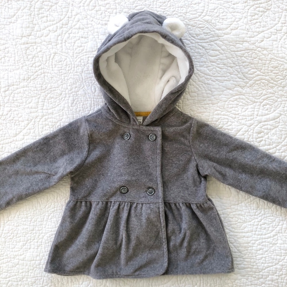 CARTER'S fleece hoodie w peplum, buttons. NEW 18mo